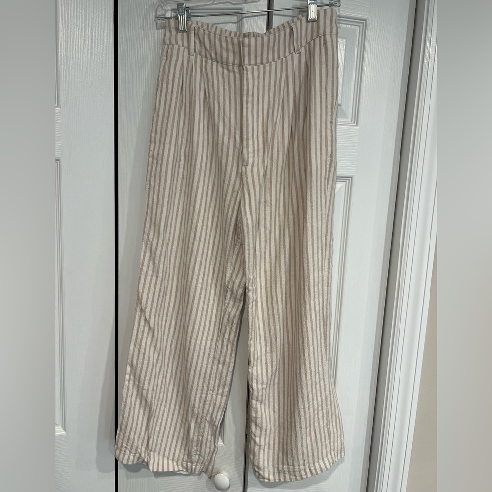 Abercrombie & Fitch Beige Striped Pants